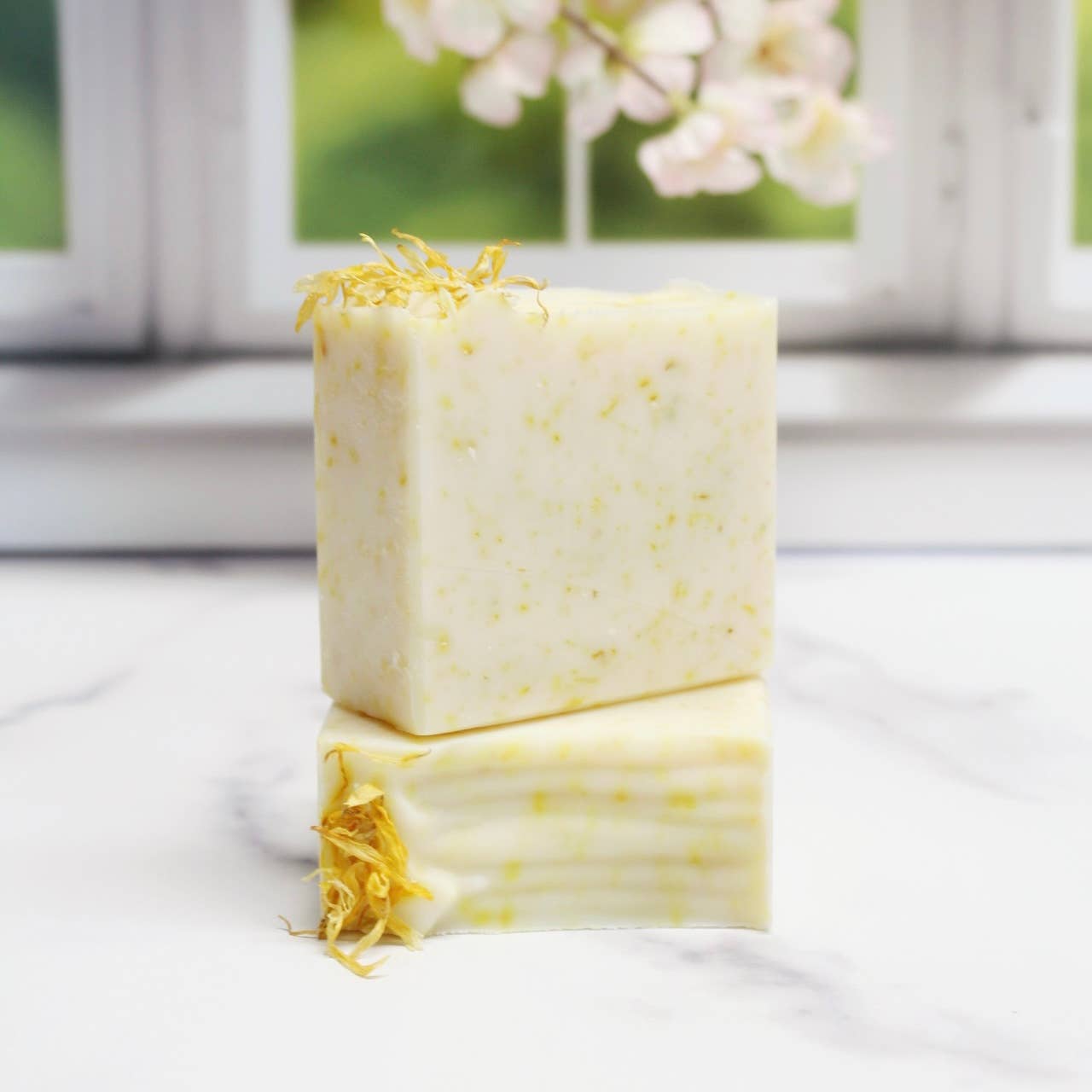 Calendula Soap with Natural Calendula Petals- Gentle Unscented Calendula Soap Bar- gspot.studio