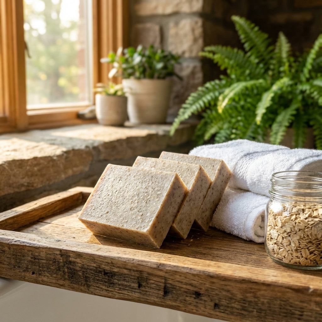 You will be generating high-quality product photos for an online stores product page. The product images should closely match the original products.
      Here is the prompt (IMPORTANT!): """A lifestyle scene set in a rustic bathroom with warm, natural lig