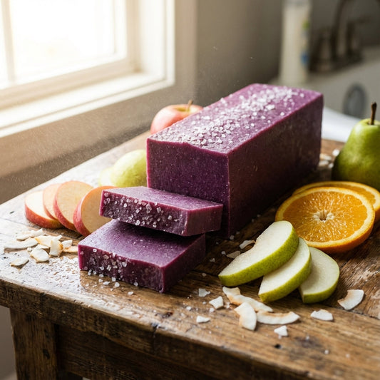 You will be generating high-quality product photos for an online stores product page. The product images should closely match the original products.
Here is the prompt (IMPORTANT!): """A vibrant lifestyle setting featuring the 'Butt Naked Scrub Soap'