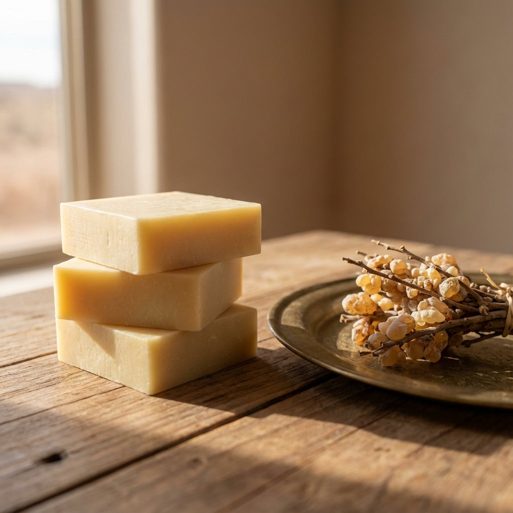 You will be generating high-quality product photos for an online stores product page. The product images should closely match the original products.
      Here is the prompt (IMPORTANT!): """A minimalist lifestyle scene depicting Egyptian Musk Soap placed 