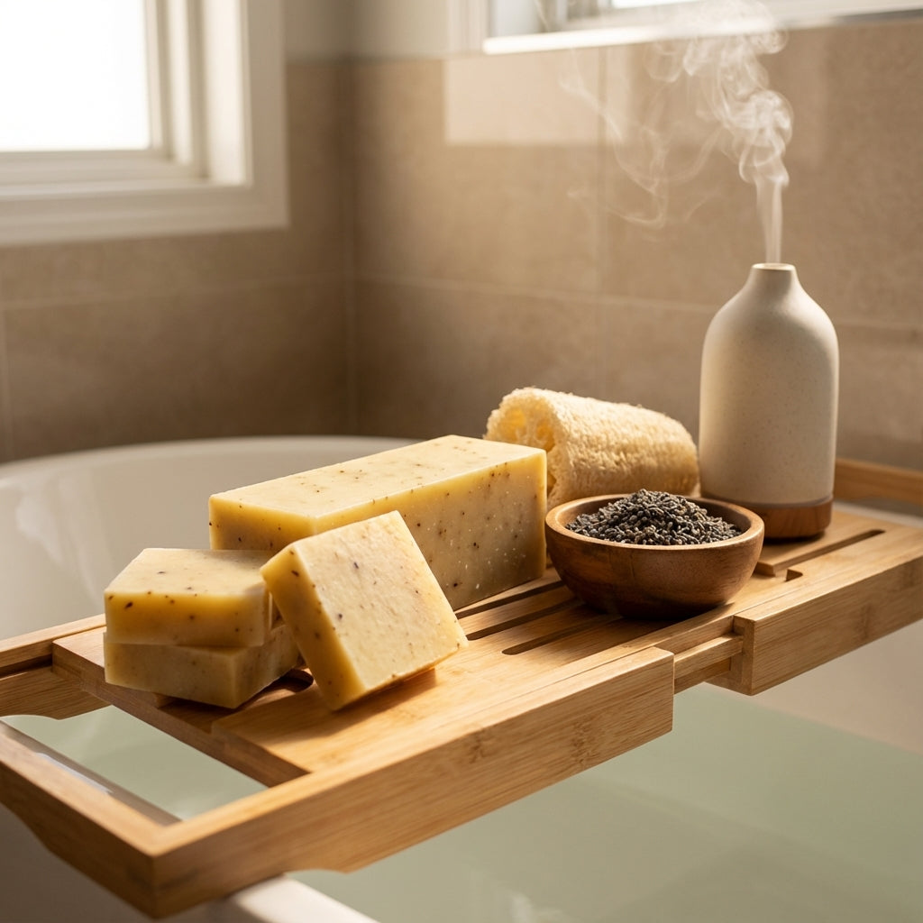 You will be generating high-quality product photos for an online stores product page. The product images should closely match the original products.
      Here is the prompt (IMPORTANT!): """A lifestyle-style composition showing the 'Eucalyptus Lavender Go