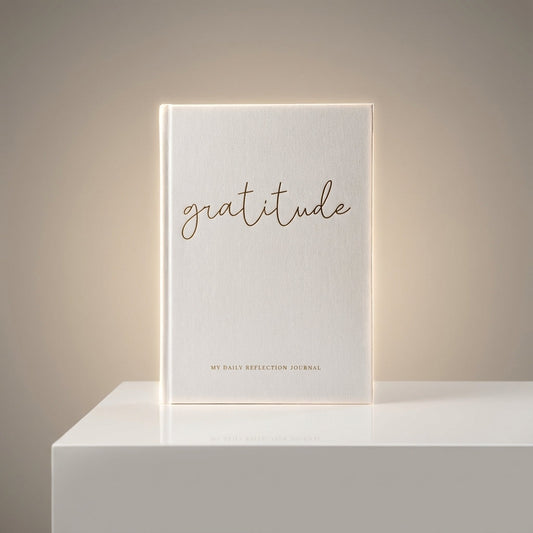 You will be generating high-quality product photos for an online stores product page. The product images should closely match the original products.
      Here is the prompt (IMPORTANT!): """A professional studio scene featuring the 'Gratitude Daily Reflec