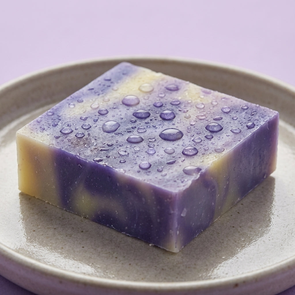 You will be generating high-quality product photos for an online stores product page. The product images should closely match the original products.
      Here is the prompt (IMPORTANT!): """A close-up, high-resolution image of the Lavender Lemongrass Soap
