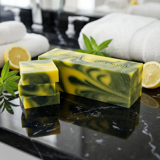 You will be generating high-quality product photos for an online stores product page. The product images should closely match the original products.
Here is the prompt (IMPORTANT!): """Capture a close-up shot of the 'Lemon Verbena Soap' placed on a s