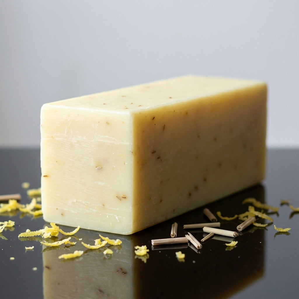 You will be generating high-quality product photos for an online stores product page. The product images should closely match the original products.
      Here is the prompt (IMPORTANT!): """A high-resolution studio shot of a bar of Lemongrass Soap, placed