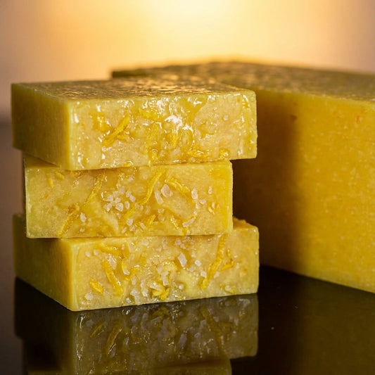 You will be generating high-quality product photos for an online stores product page. The product images should closely match the original products.
      Here is the prompt (IMPORTANT!): """A close-up shot of the Lemon Zest Scrub Soap, captured with a mac