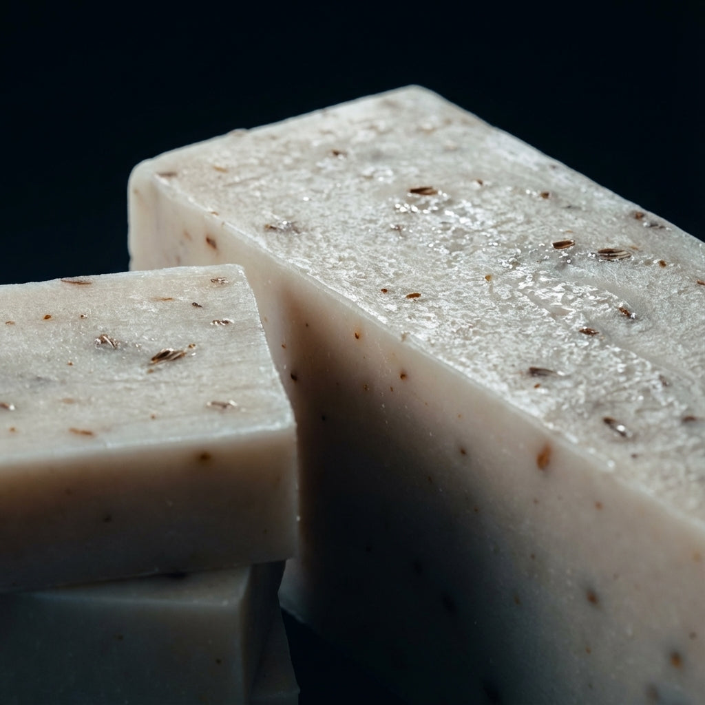 You will be generating high-quality product photos for an online stores product page. The product images should closely match the original products.
      Here is the prompt (IMPORTANT!): """A macro shot of the Peppermint Soap, set against a dark, matte ba