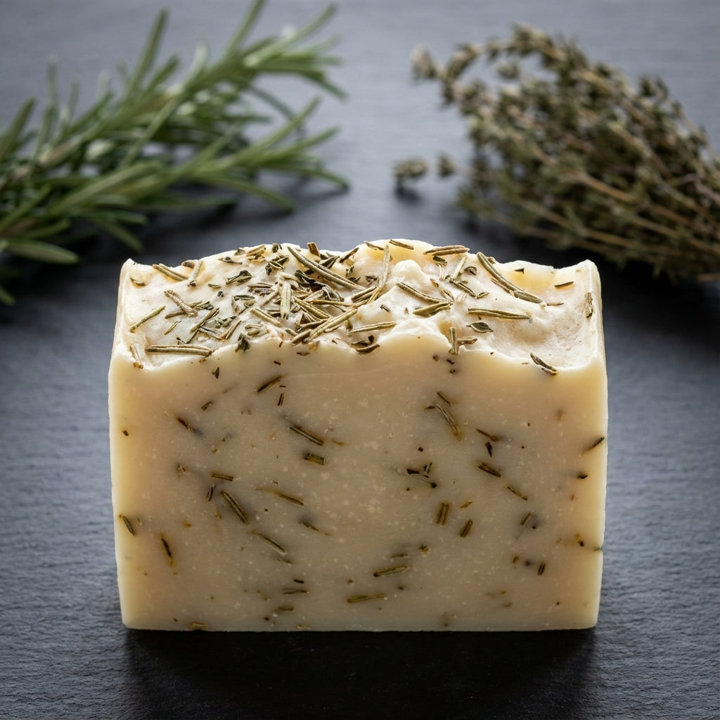 You will be generating high-quality product photos for an online stores product page. The product images should closely match the original products.
      Here is the prompt (IMPORTANT!): """A detailed studio shot of the Rosemary & Thyme Soap with a focus 