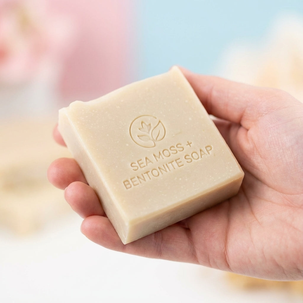 You will be generating high-quality product photos for an online stores product page. The product images should closely match the original products.
      Here is the prompt (IMPORTANT!): """Photograph the 'Sea Moss + Bentonite Soap' in a minimalistic, hig