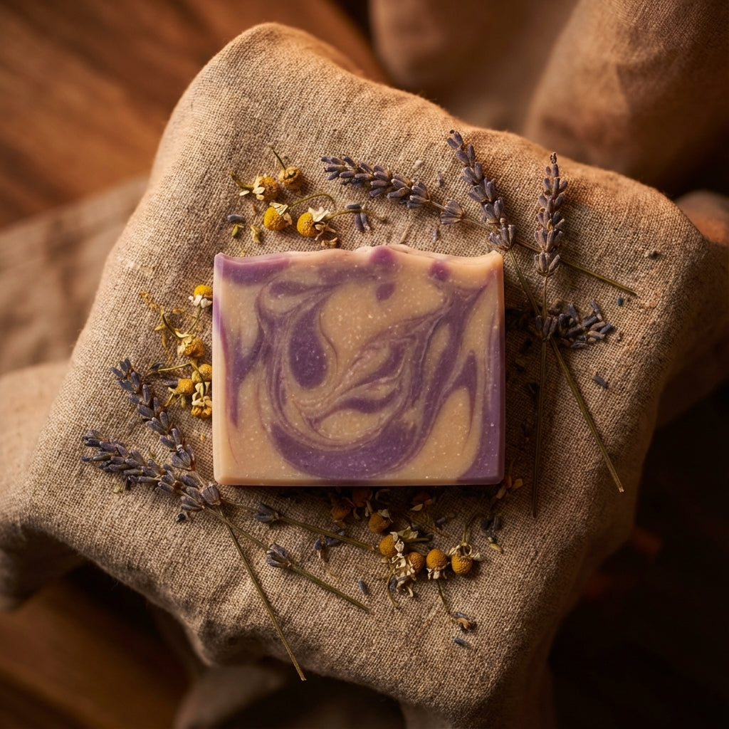 You will be generating high-quality product photos for an online stores product page. The product images should closely match the original products.
      Here is the prompt (IMPORTANT!): """An artistic, moody image of the soap lying on a rustic, textured 