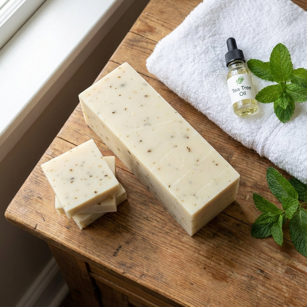 You will be generating high-quality product photos for an online stores product page. The product images should closely match the original products.
      Here is the prompt (IMPORTANT!): """A bright, inviting lifestyle scene featuring the 'Tea Tree Mint S