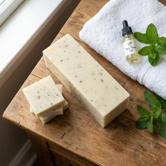 You will be generating high-quality product photos for an online stores product page. The product images should closely match the original products.
Here is the prompt (IMPORTANT!): """A bright, inviting lifestyle scene featuring the 'Tea Tree Mint S