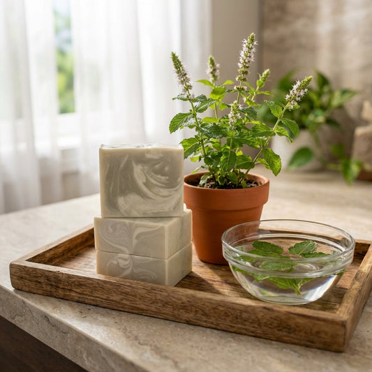 You will be generating high-quality product photos for an online stores product page. The product images should closely match the original products.
Here is the prompt (IMPORTANT!): """A vibrant, lifestyle-oriented scene featuring the 'Tea Tree and M