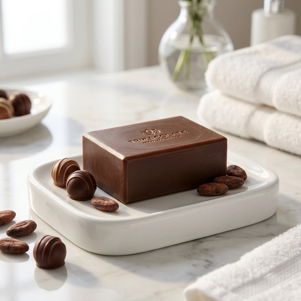 You will be generating high-quality product photos for an online stores product page. The product images should closely match the original products.
      Here is the prompt (IMPORTANT!): """Create a bright, airy product display featuring the Triple Chocol