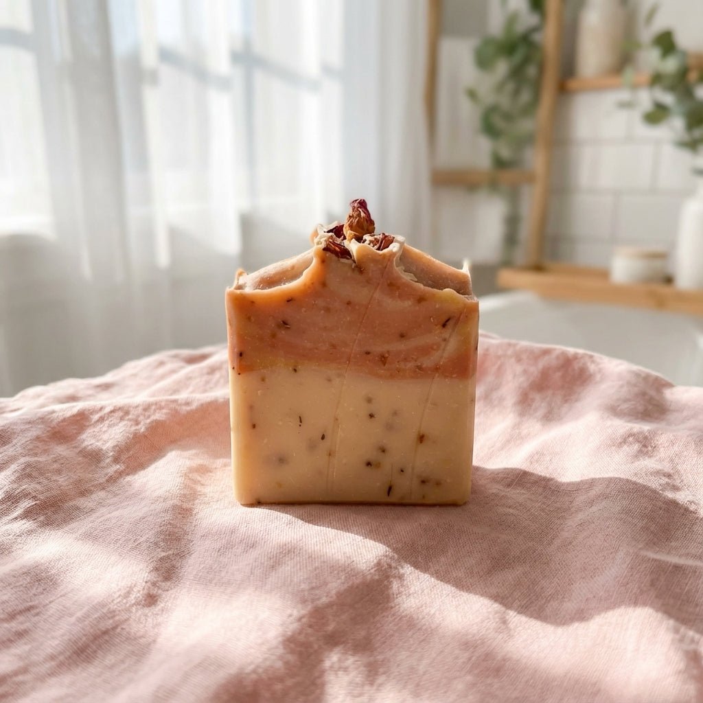 You will be generating high-quality product photos for an online stores product page. The product images should closely match the original products.
      Here is the prompt (IMPORTANT!): """A sophisticated lifestyle scene showing the Yoni Soap Bar elegant
