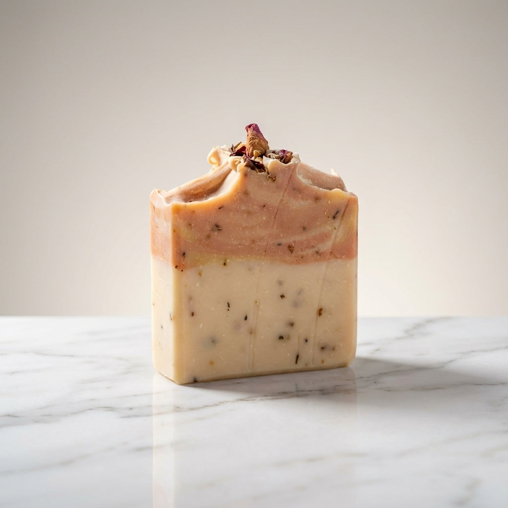 You will be generating high-quality product photos for an online stores product page. The product images should closely match the original products.
      Here is the prompt (IMPORTANT!): """A professional studio scene featuring the Yoni Soap Bar set again