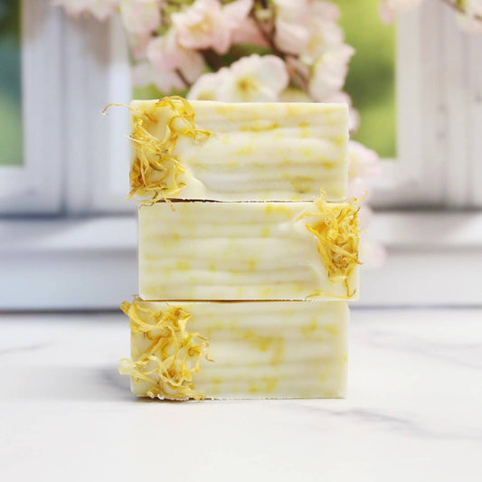 Calendula Soap with Natural Calendula Petals- Gentle Unscented Calendula Soap Bar- gspot.studio
